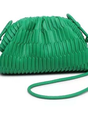 Moda Luxe Emerald Green Ruched Crossbody Bag